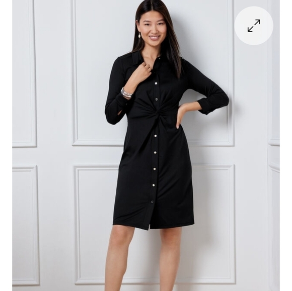 NWT Talbots Black Twist Button Up Dress size 4 Petite Black - Picture 1 of 8